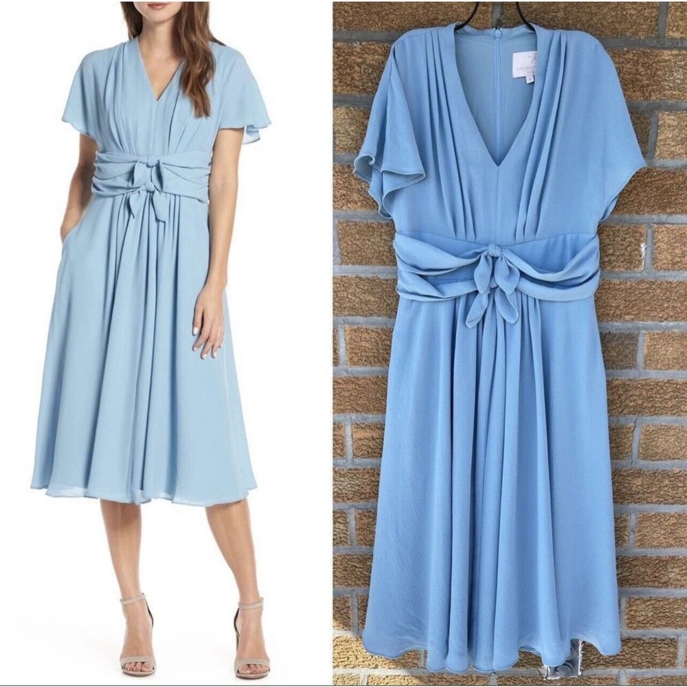 Gal Meets Glam Flutter Sleeve Midi Dress Size 8